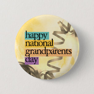happy national grandparents day 6 cm round badge