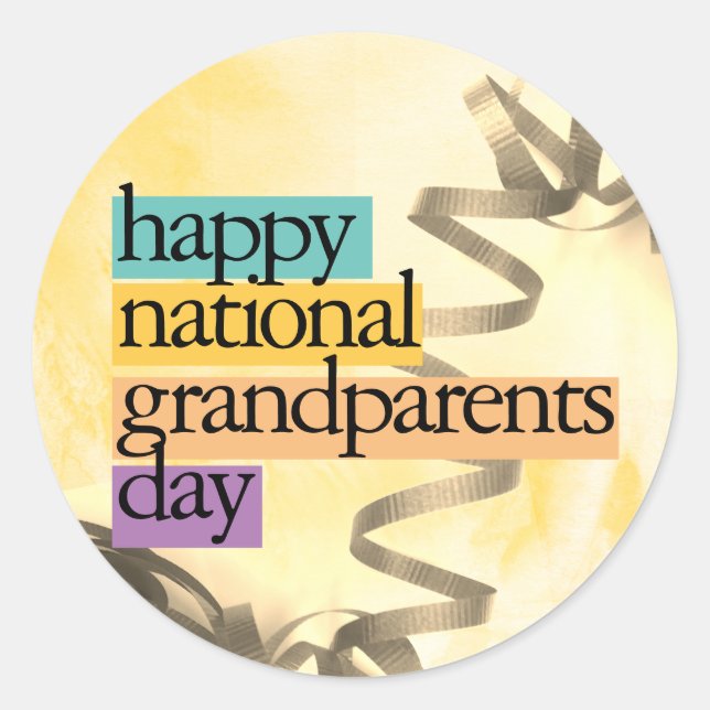 happy national grandparents day classic round sticker (Front)