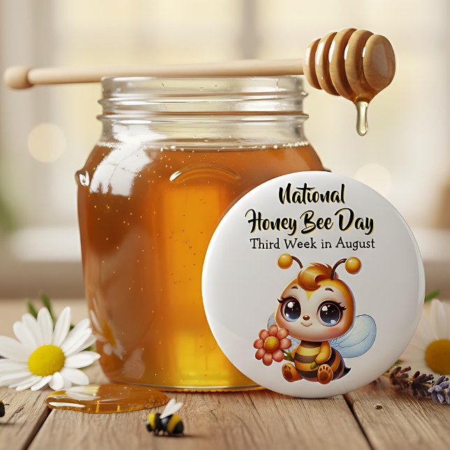 Happy National Honey Bee Day! 6 Cm Round Badge (Creator Uploaded)