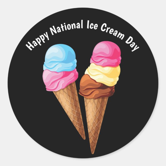 Happy National Ice Cream  Day Classic Round Sticker (Front)