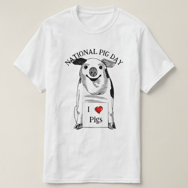Happy National Pig Day T-Shirt (Design Front)