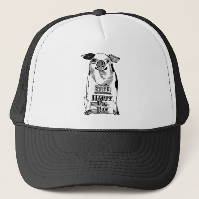 Happy National Pig Day Trucker Hat (Front)