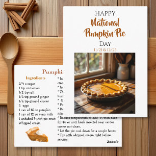 Happy National Pumpkin Pie Day Recipe Postcard