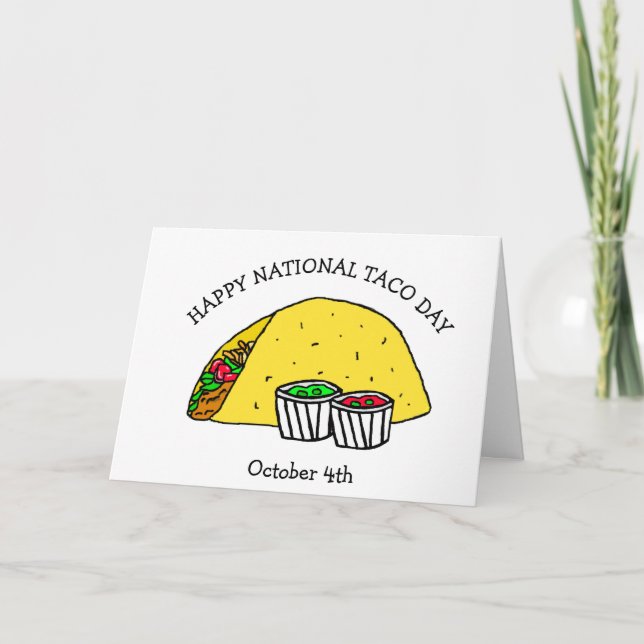 Happy National Taco Day, Funny Food Holiday Card (Front)