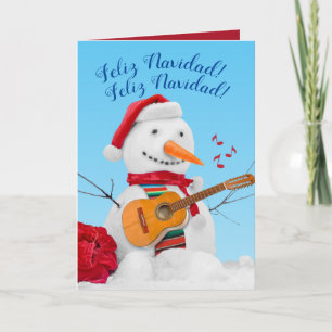 Happy Navidad Mariachi Christmas Singing Snowman Holiday Card