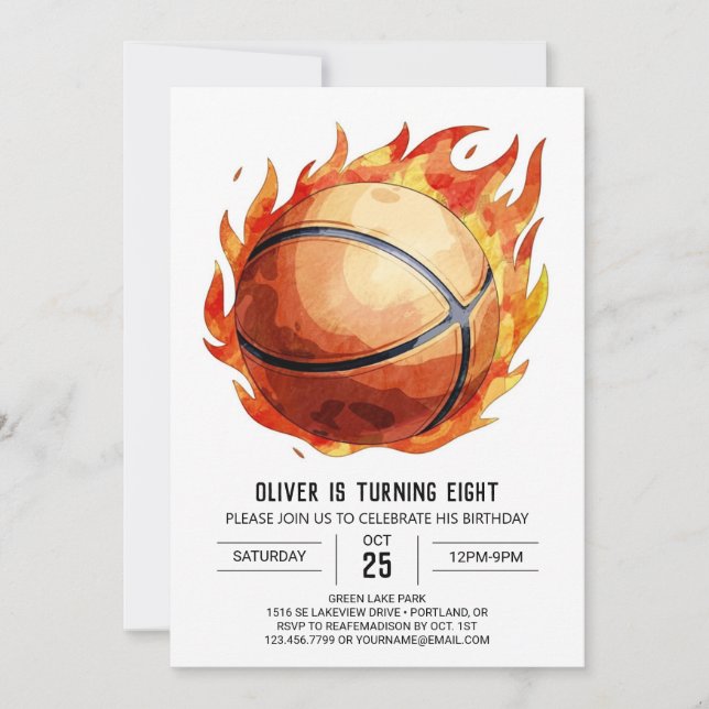 Happy Net Watercolor Basketball Birthday Invitation (Front)