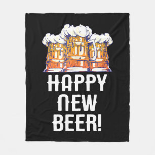 HAPPY NEW BEER! New Year's Eve Party Drinking Fleece Blanket