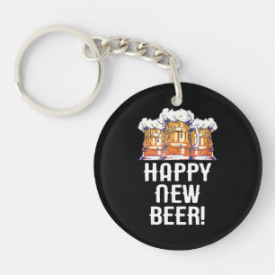 HAPPY NEW BEER! New Year's Eve Party Drinking Key Ring
