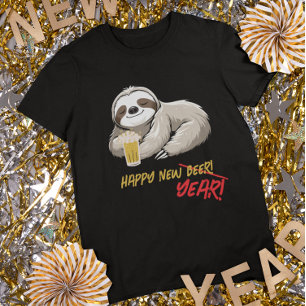 Happy New Beer/Year Funny Sloth T-Shirt