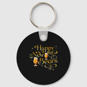Happy New Beers Funny New Years Eve Holiday Key Ring