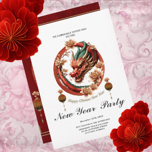 Happy new chinese dragon year invitation