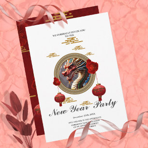 Happy new chinese dragon year invitation