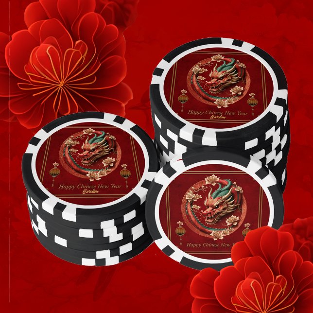 Happy new chinese dragon year  poker chips (Chinese new year)