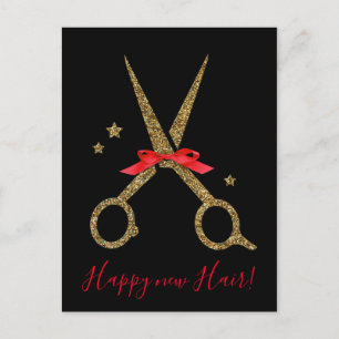 Happy new Hair! - Golden glitter Hair Stylist card