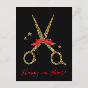 Happy new Hair! - Golden glitter Hair Stylist card