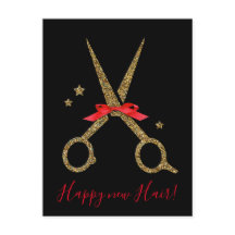 Happy new Hair! - Golden glitter Hair Stylist card
