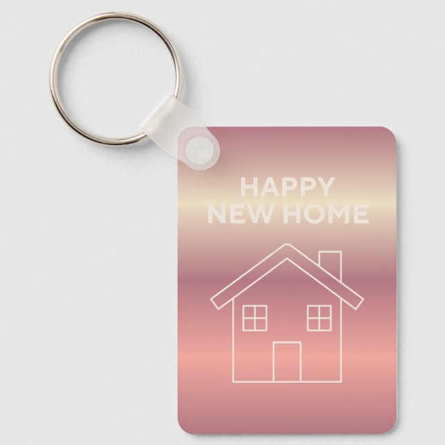 Happy New Home Card - Pink Gradient  Key Ring (Front)
