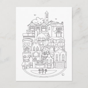 Happy New Home Colour in Postcard