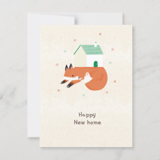 Happy new home fox postcard