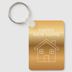 Happy New Home - Gold Gradient background Key Ring