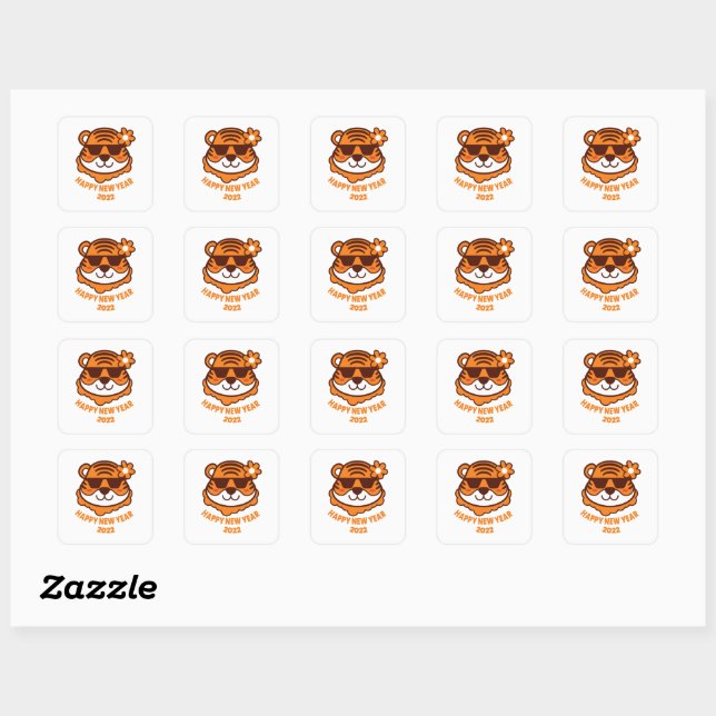 Happy New Tiger Year Square Sticker (Sheet)