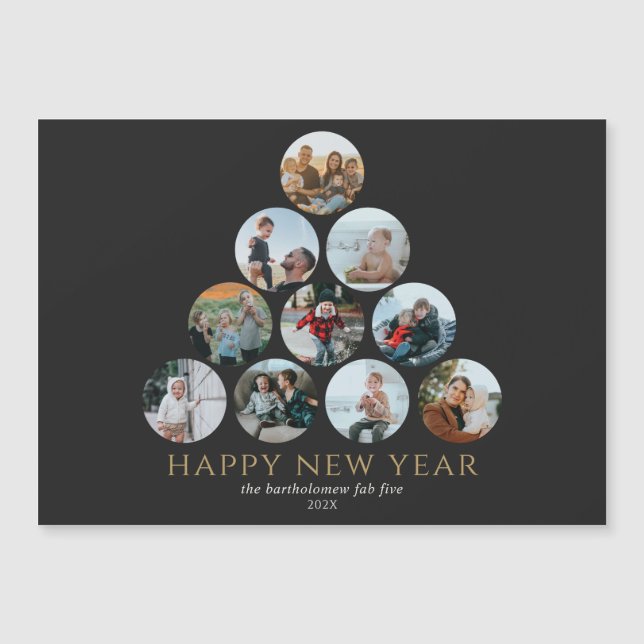 Happy New Year 10 Photos Magnet Black (Front)