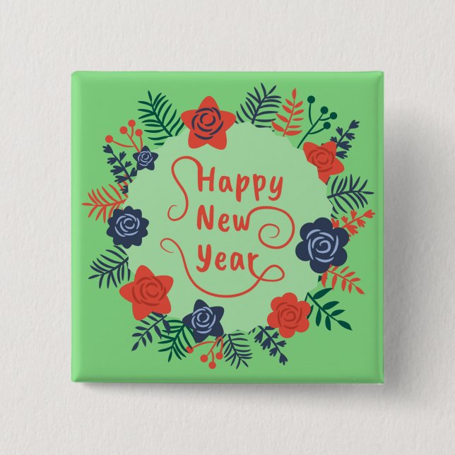 HAPPY NEW YEAR  15 CM SQUARE BADGE (Front)