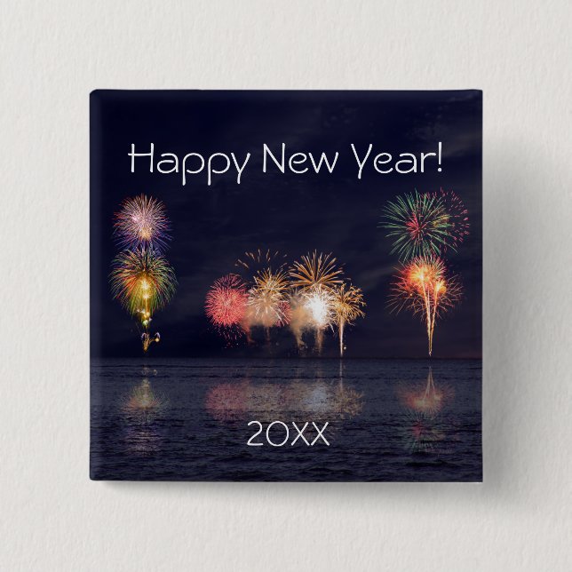 Happy New Year 15 Cm Square Badge (Front)