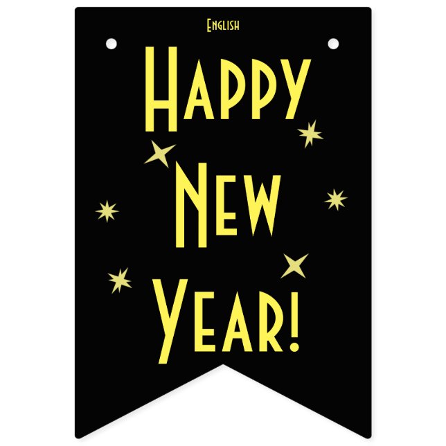 Happy New Year 16 Languages | Add your language Bunting (First Flag)