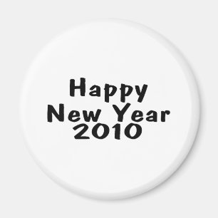 Happy New Year 2010 Black Magnet