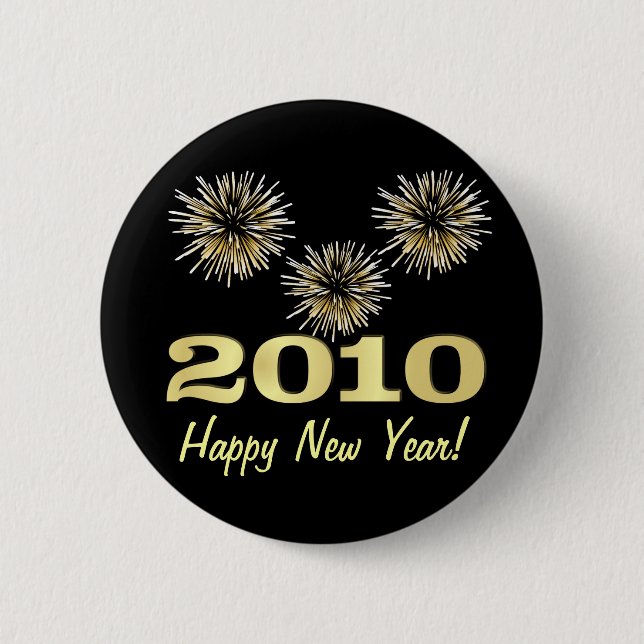 Happy New Year 2010 Party Favour - Round Button (Front)