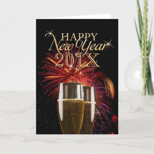 Happy New Year 2014 Fireworks Champagne card