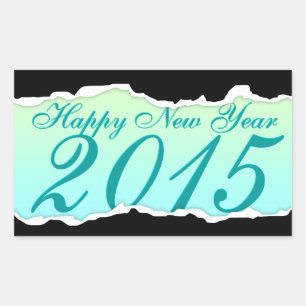 Happy New Year 2015 (page tear) Rectangular Sticker