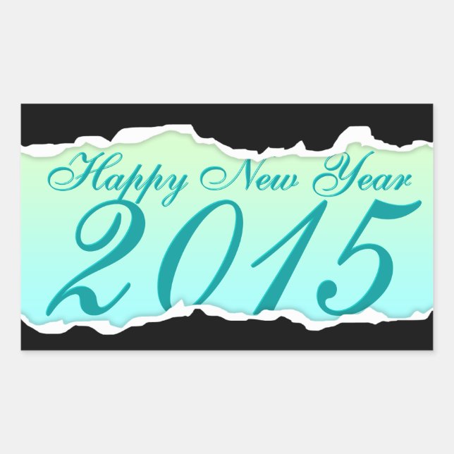 Happy New Year 2015 (page tear) Rectangular Sticker (Front)