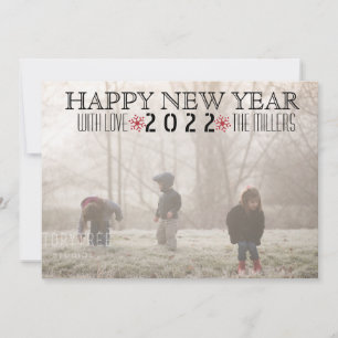 Happy New Year 2015 red snowflake photo Holiday Card