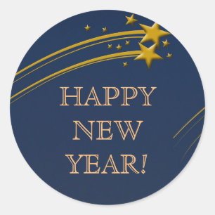 Happy New Year 2016 Gold Blue Wish Stickers