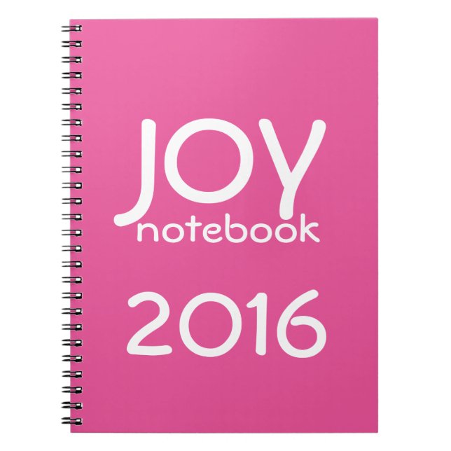 Happy New Year 2016 JOY Notebook Pink White (Front)
