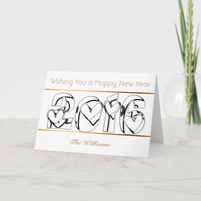 Happy New Year 2016 Personalised Greeting 3 Holiday Card (Front)