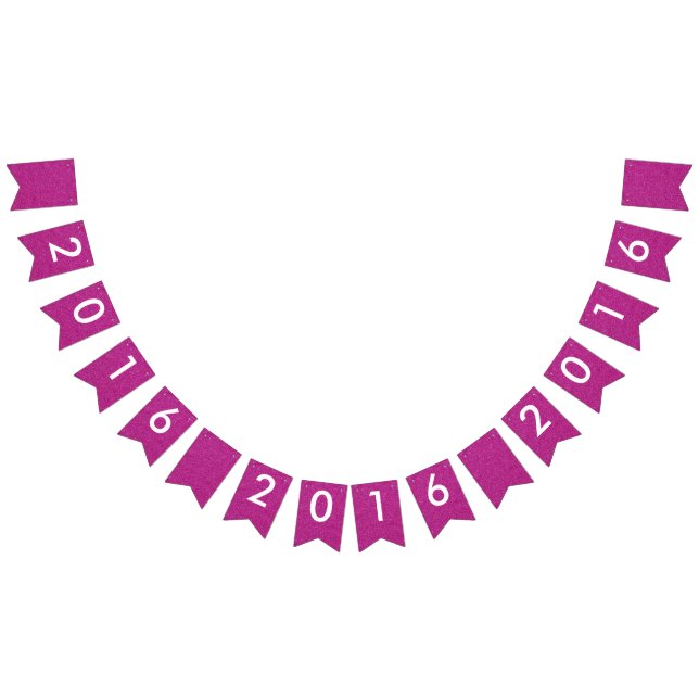 Happy New Year 2016 Pink White Glitter Party Bunting (All)