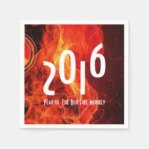 Happy New Year 2016 Year of The Red Fire Monkey Napkin