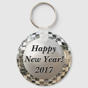 Happy New Year 2017 Fun Disco Mirrorball Keychain