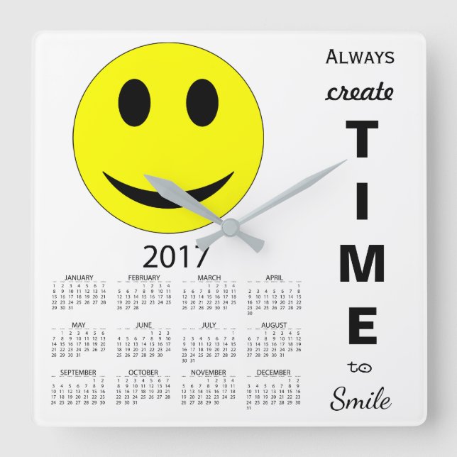 Happy New Year 2017 Inspirational Calendar Square Wall Clock (Front)