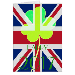 Happy New Year 2017 Irish Shamrock UK Flag Funny