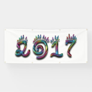 Happy New Year 2017 Rainbow Numbers Banner