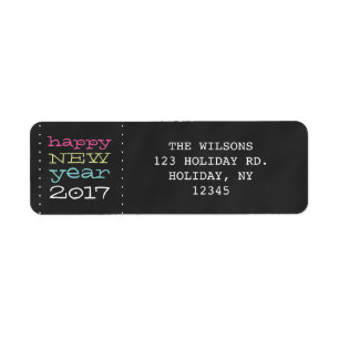 Happy New Year 2017 Whimsical Holiday Label Return Address Label