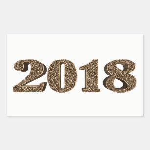 Happy New Year 2018 Number Elegant Gold Typography Rectangular Sticker
