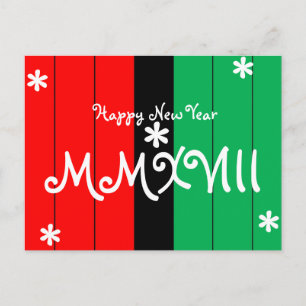 Happy New Year 2018 Striped Kwanzaa Colours Holiday Postcard