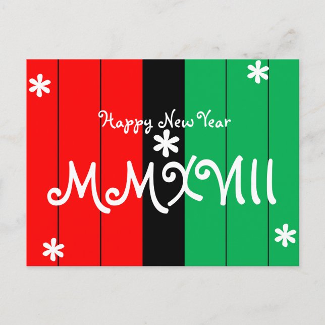 Happy New Year 2018 Striped Kwanzaa Colours Holiday Postcard (Front)