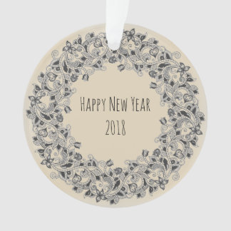 Happy New Year 2018 wreath-design ornament