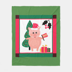Happy New Year 2019 Chinese Symbol Pig Fleece Blanket